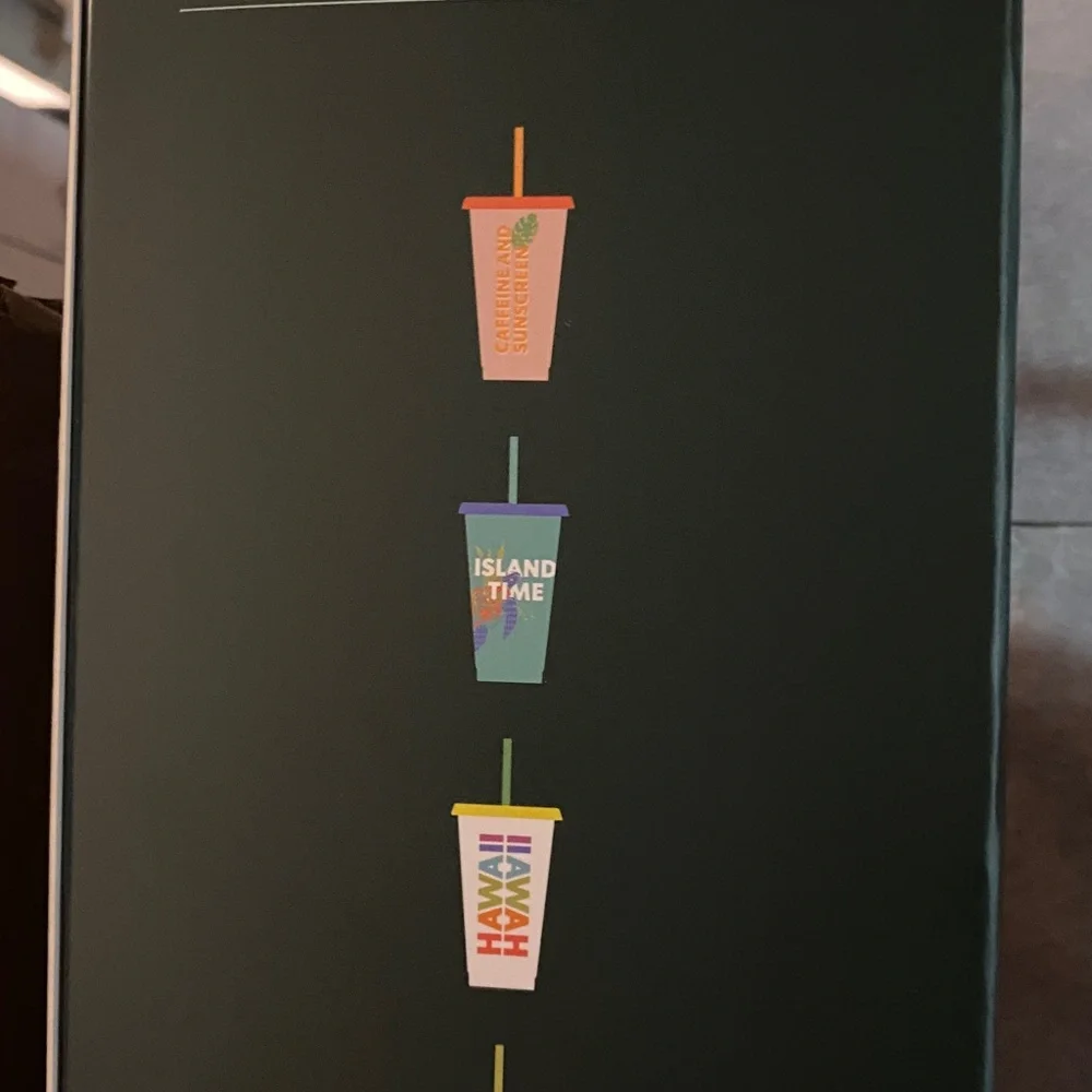 NIB Hawaii Starbucks Colorful Reusable Cold Cups Set🖤🖤